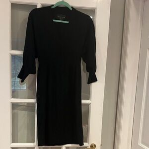 Connected Apparel Elegant Black Long Sleeve Sweater Dress